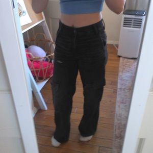 denim cargo wide leg jeans